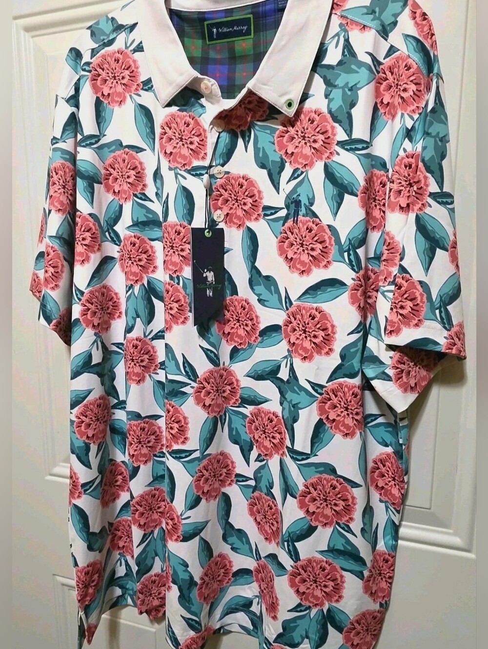 WILLIAM MURRAY Golf Polo Shirt Men's XL Floral "Tropical Mums" NWT